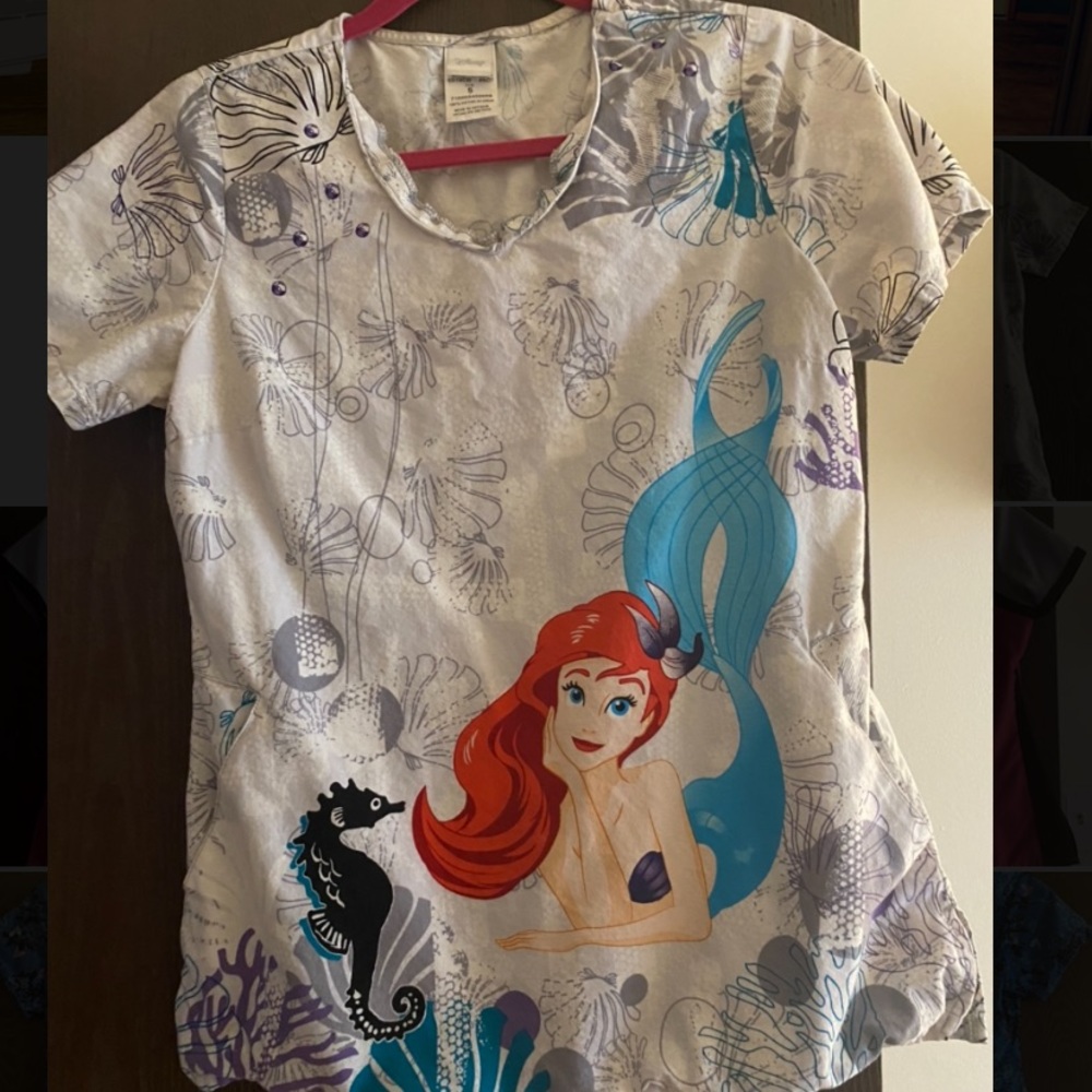 Little Mermaid Disney scrub top
